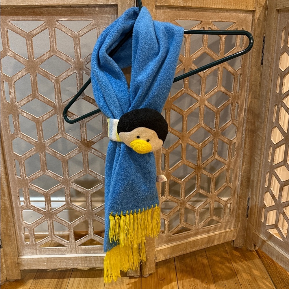 Russ Blue and Yellow Toddler/Kid Fleece Scarf with Penguin Accent